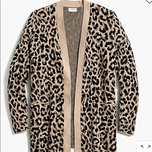 J Crew Leopard Open Cardigan Sweater size Medium - Picture 4 of 4